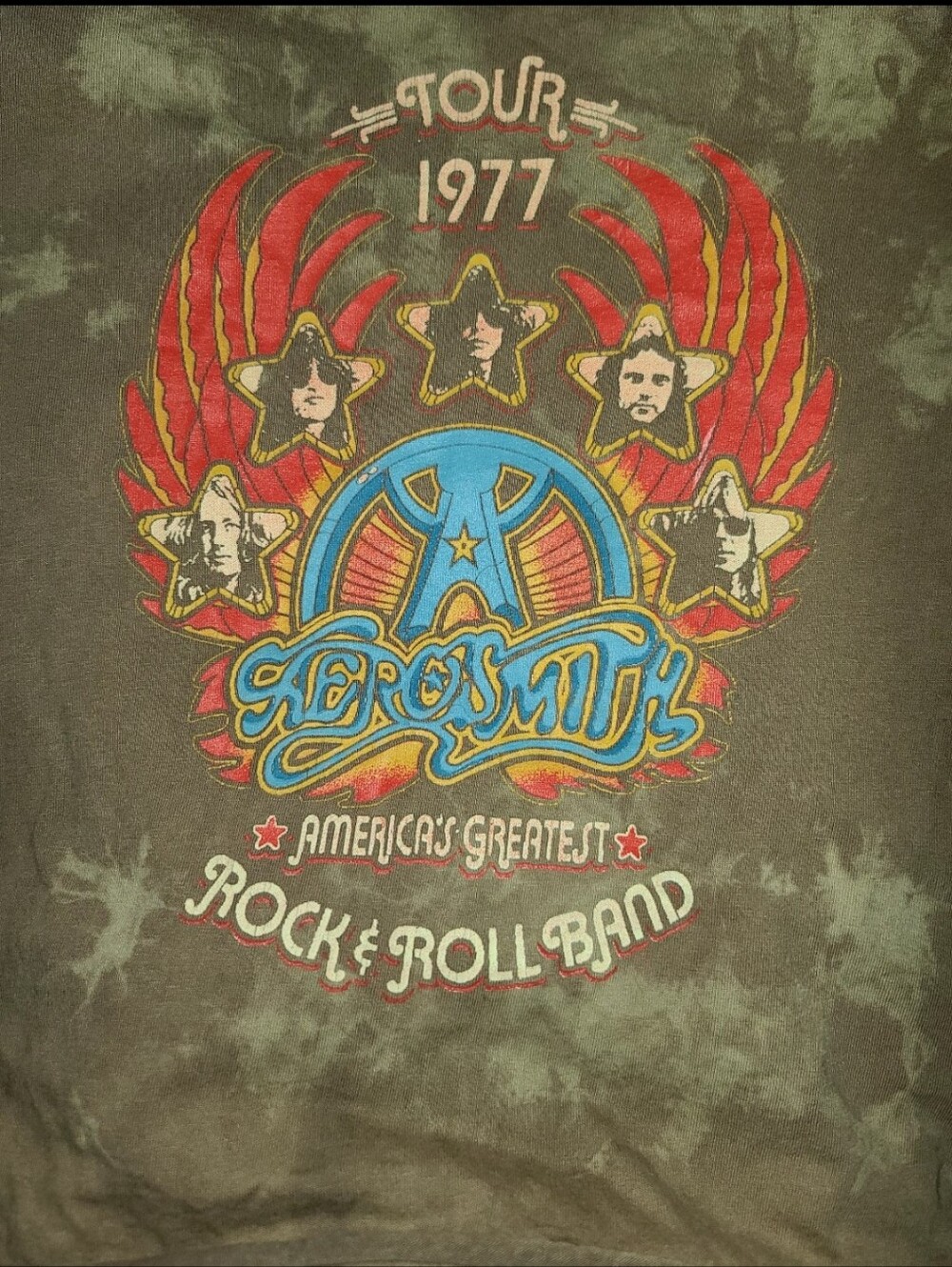 Aerosmith Rock & Roll Tour 1977 Graphic T-shirt Women's Tie Dye Sz Small Petite